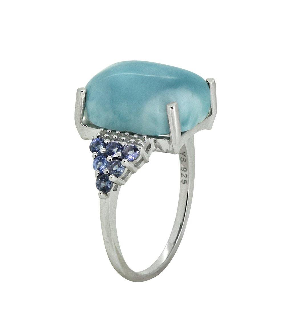 8.95 Ct. Larimar Tanzanite Solid 925 Sterling Silver Designer Ring Jewelry - YoTreasure