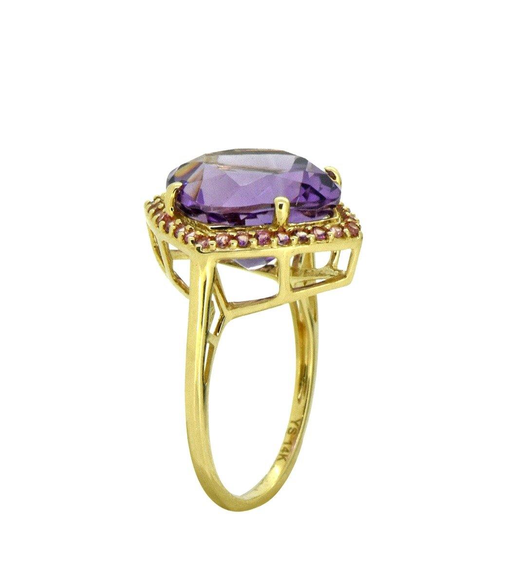 7.18 Ct Amethyst Pink Tourmaline Solid 14k Yellow Gold Ring Jewelry - YoTreasure
