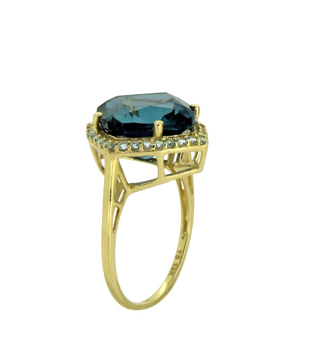 7.17 Ct London Blue Topaz Solid 14k Yellow Gold Ring Jewelry - YoTreasure