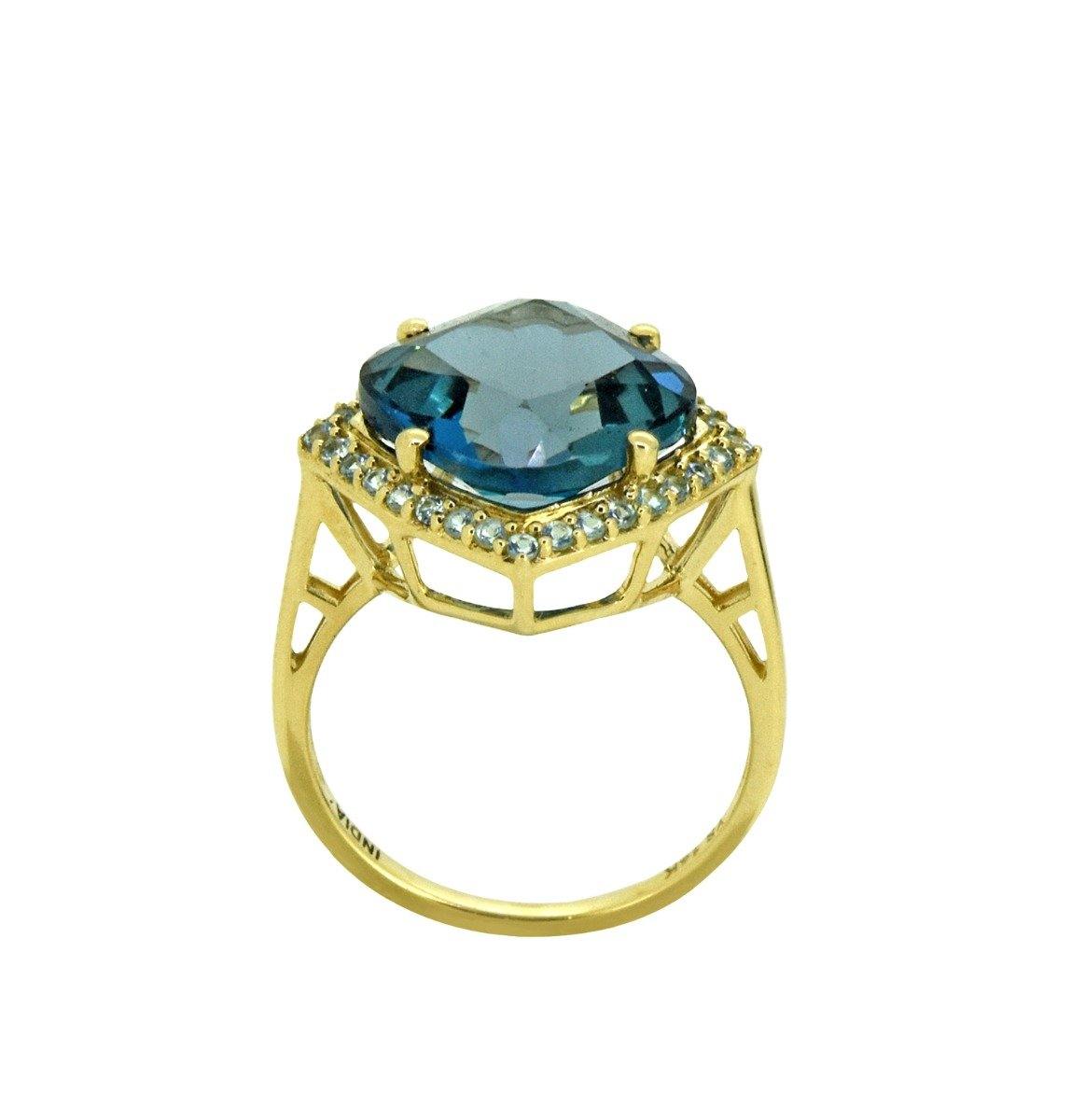 7.17 Ct London Blue Topaz Solid 14k Yellow Gold Ring Jewelry - YoTreasure