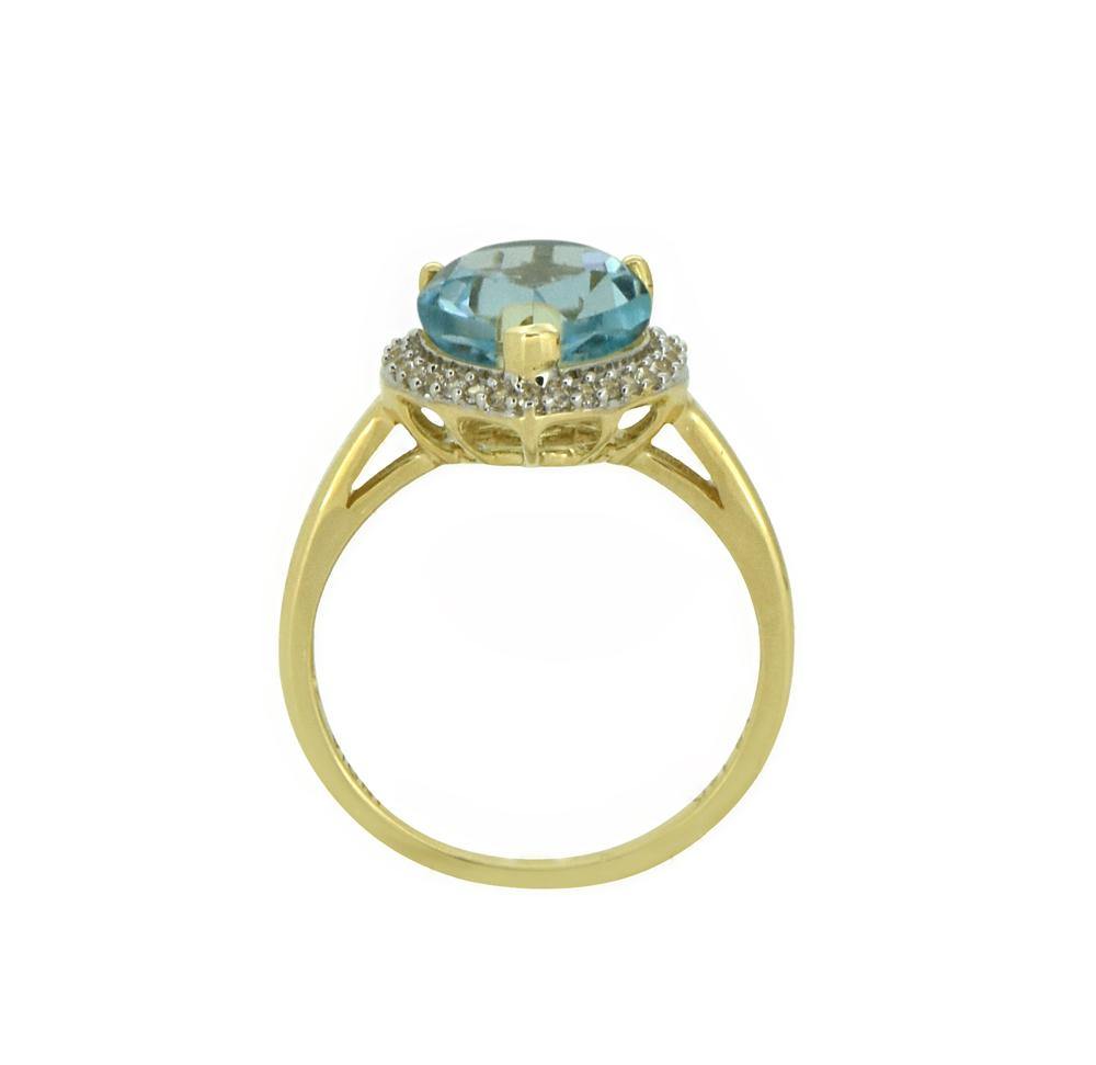3.61 Ct. Sky Blue Topaz White Zircon Solid 14k Yellow Gold Ring Jewelry - YoTreasure