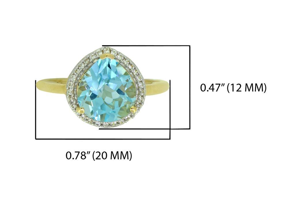 3.61 Ct. Sky Blue Topaz White Zircon Solid 14k Yellow Gold Ring Jewelry - YoTreasure