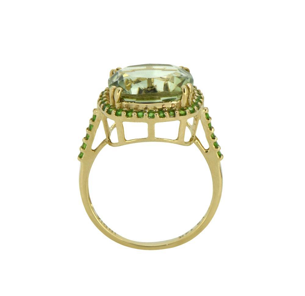 6.98 Ct. Green Amethyst Chrome Diopside Solid 14k Yellow Gold Ring Jewelry - YoTreasure