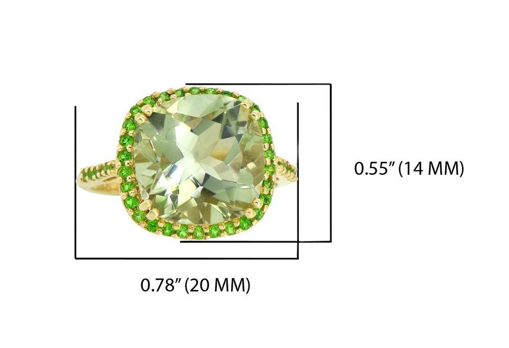 6.98 Ct. Green Amethyst Chrome Diopside Solid 14k Yellow Gold Ring Jewelry - YoTreasure