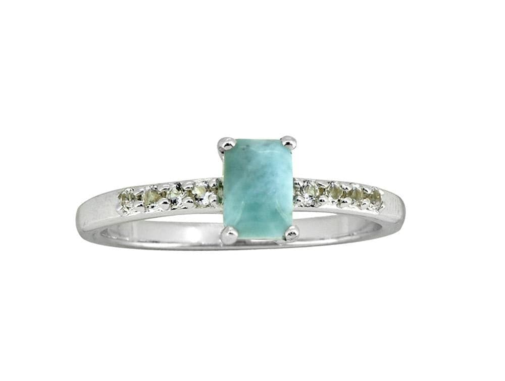 0.64 Ct Larimar White Topaz Solid 925 Sterling Silver Ring Jewelry - YoTreasure