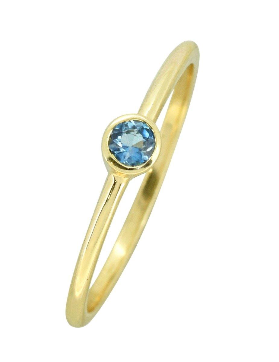London Blue Topaz Solid 10K Yellow Gold Gemstone Ring - YoTreasure