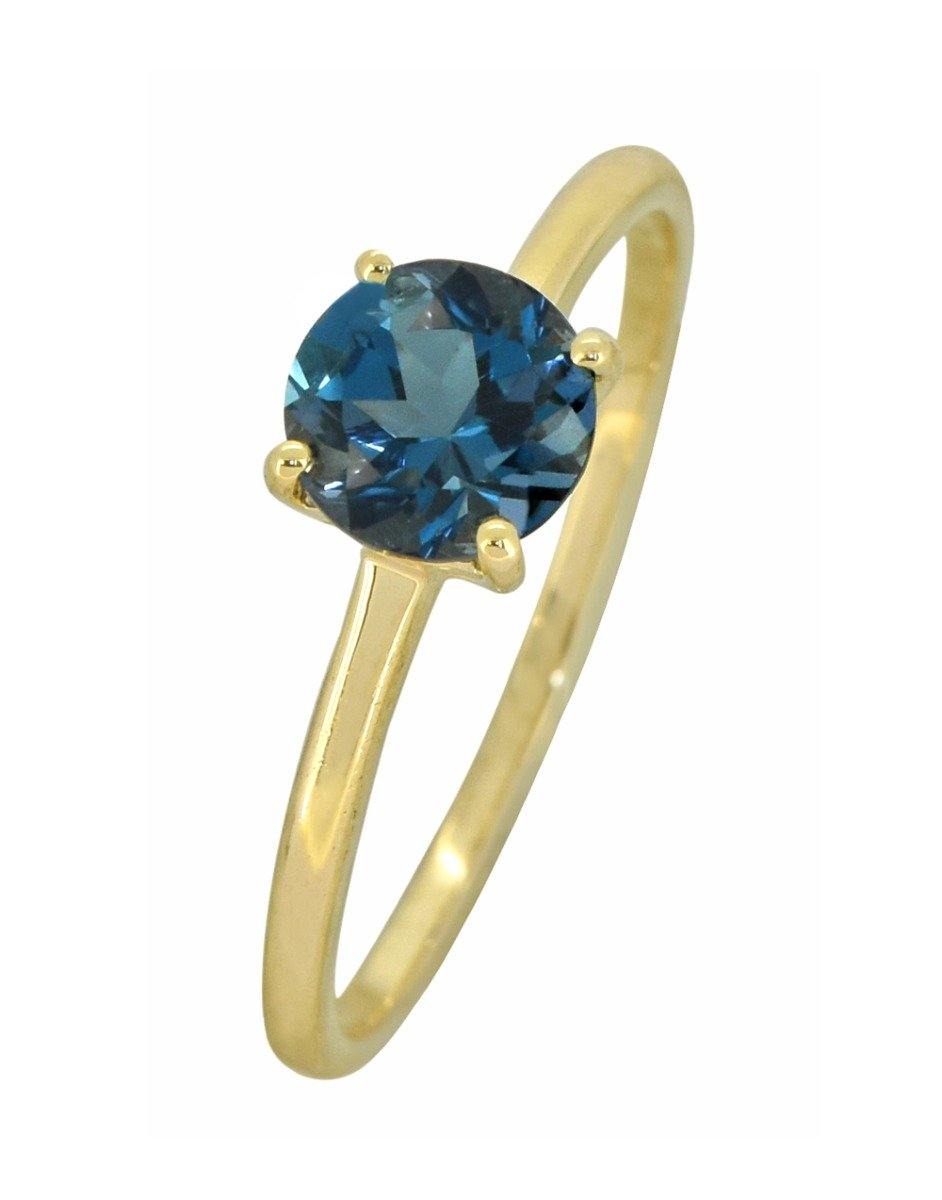 London Blue Topaz Solid 10K Yellow Gold Gemstone Ring - YoTreasure