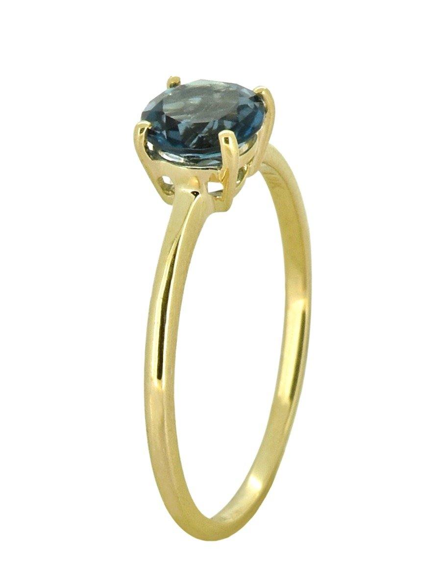London Blue Topaz Solid 10K Yellow Gold Gemstone Ring - YoTreasure