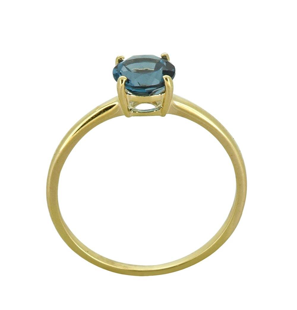 London Blue Topaz Solid 10K Yellow Gold Gemstone Ring - YoTreasure